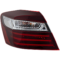 Driver Side, Outer Tail Light, With bulb(s), LED, Clear and Red Lens, Sedan, Exc. Hybrid Model