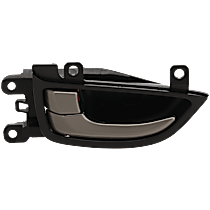 Front, Driver Side Interior Door Handle, Black Bezel with Beige Lever, With Door Lock Button