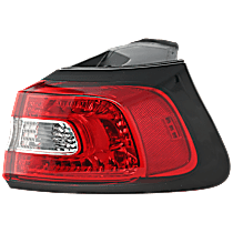 Passenger Side, Outer Tail Light, with Bulb, Halogen, Clear and Red Lens