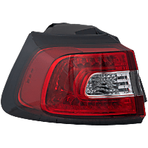 Driver Side, Outer Tail Light, with Bulb, Halogen, Clear and Red Lens