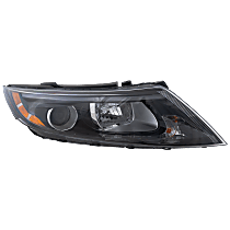 Passenger Side Headlight, With bulb(s), Halogen, Except Hybrid Model, Clear Lens, Black Interior