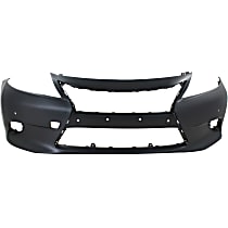Front Primed Bumper Cover, With Fog Light Holes, With Parking Aid Sensor Holes, CAPA CERTIFIED