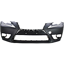 Front Primed Bumper Cover, Except C Model, For Models Without F Sport Package, With Fog Light Holes, With Parking Aid Sensor Holes, Without Headlight Washer Holes