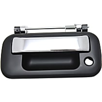 Tailgate Handle, Chrome Lever with Smooth Black Bezel Plastic Without Camera Hole