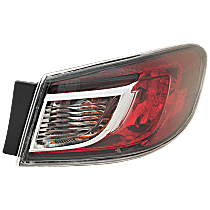 Passenger Side, Outer Tail Light, With bulb(s), Halogen, Clear and Red Lens, Sedan, Standard Type