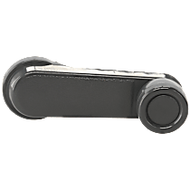 Front, Driver and Passenger Side Window Crank, Plastic, Gray