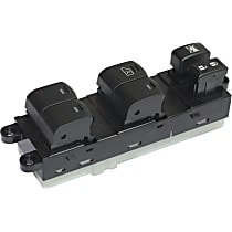 Front, Driver Side Window Switch, Black, 6-Button