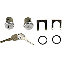 Door Lock Cylinder, Set of 2, Mounts on Door Panel, Keys Included, Chrome
