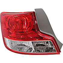 Driver Side Tail Light, without Bulb, Halogen, Clear and Red Lens, Base Model, With Socket Hole