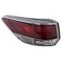 Driver Side, Outer Tail Light, with Bulb, Halogen, Clear and Red Lens, 4-pin Plug
