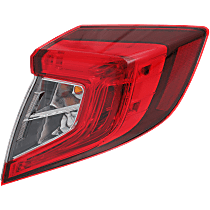 Passenger Side, Outer Tail Light, With bulb(s), Halogen, Clear and Red Lens, Sedan