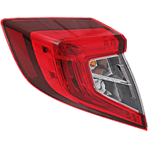Driver Side, Outer Tail Light, With bulb(s), Halogen, Clear and Red Lens, Sedan