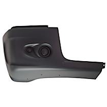 Front, Passenger Side Bumper End, Painted Black Plastic