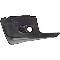 Front, Passenger Side Bumper End, Painted Black Plastic