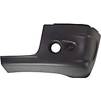 Front, Driver Side Bumper End, Painted Black Plastic