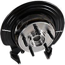 Rear, Passenger Side Loaded Knuckle, Includes Bearing, Backing Plate, Brake Shoes, and Hardware