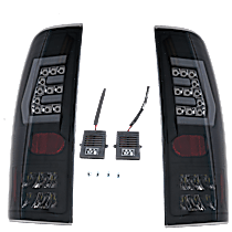 Driver and Passenger Side LED Tail Light, With bulb(s), Smoked Lens, Black Interior