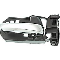 Rear, Passenger Side Chrome Lever with Black Bezel Interior Door Handle, Without Door Lock Hole