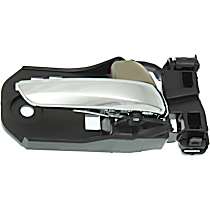 Front, Passenger Side Beige bezel with chrome lever Interior Door Handle, With door lock button