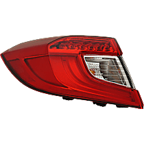 Driver Side, Outer Tail Light, with Bulb, Halogen, Clear and Red Lens