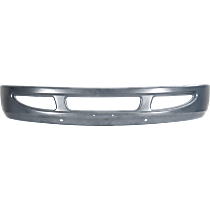 Front Bumper, Powdercoated Silver, With Large Tow Hook Hole, Without Fog Light Holes, Without Mounting Brackets, Base Model