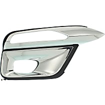 Front, Passenger Side Fog Light Trim, Black and Chrome, Without Collision Warning