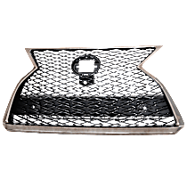 Grille, Chrome Shell with Painted Gray Insert, For Models With F Sport Package, Parking Aid Sensor and Front View Camera - 