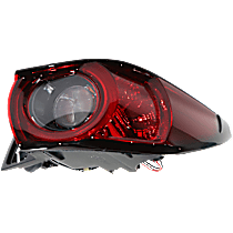 Passenger Side, Outer Tail Light, with Bulb, Halogen, Red Lens