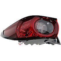 Driver Side, Outer Tail Light, with Bulb, Halogen, Red Lens