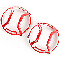 11230.15 Elite Euro Series Headlight Guard - Red, Aluminum, Direct Fit