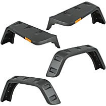 11640.25 Front and Rear, Driver and Passenger Side Fender Flares, Black Hurricane (Flat) Series