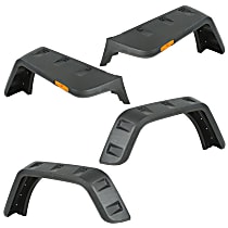 11640.26 Front and Rear, Driver and Passenger Side Fender Flares, Black Hurricane (Flat) Series