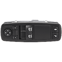Front, Driver Side Window Switch, 2-Door, Without Power Folding Mirror Switch, With Auto. Down, Black
