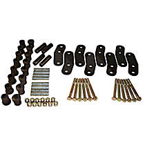 RT21023 Leaf Spring Shackles and Hangers - Powdercoated Black, Steel, Direct Fit, Set of 2