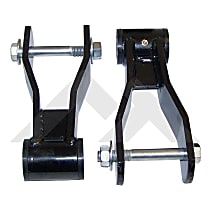RT21045 Leaf Spring Shackles and Hangers - Powdercoated Black, Steel, Direct Fit, Set of 2