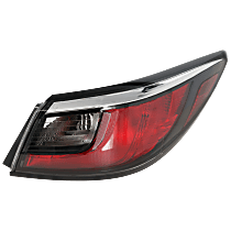 Passenger Side, Outer Tail Light, with Bulb, Halogen, Clear and Red Lens