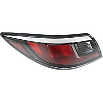 Driver Side, Outer Tail Light, with Bulb, Halogen, Clear and Red Lens