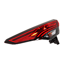 Driver Side, Outer Tail Light, with Bulb, LED, Clear and Red Lens