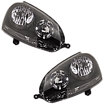 Driver and Passenger Side Headlights, without Bulbs, Halogen, Clear Lens