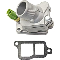 Thermostat Housing - Black, Direct Fit, Sold individually, Gas, Includes Sensor and Gasket