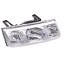 Passenger Side Headlight, with Bulb, Halogen, Clear Lens, Chrome Interior
