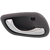 Front or Rear, Passenger Side Interior Door Handle, Gray Bezel with Chrome Lever, Without Door Lock Hole