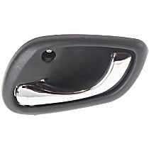 Front or Rear, Driver Side Interior Door Handle, Gray Bezel with Chrome Lever, Without Door Lock Hole
