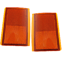 Front, Driver and Passenger Side, Upper Reflectors, For Models with Dual Sealed Beam Composite Headlight, 2-Piece Upper