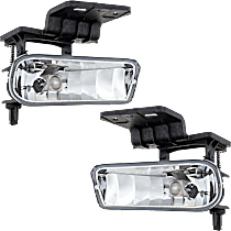 Front, Driver and Passenger Side Halogen Fog Lights, with Bulbs, Plastic Lens, Clear Lens, CAPA Certified