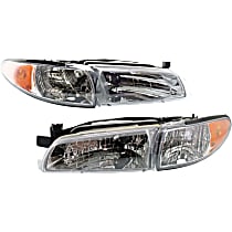 Driver and Passenger Side Headlights, With Headlight bulb; Without parking and signal light bulb(s), Halogen, OE comparable