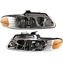 Driver and Passenger Side Halogen Headlight, With bulb(s), For Models With Quad Lights, OE Replacement