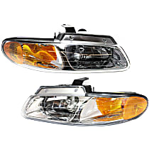 Driver and Passenger Side Halogen Headlight, With bulb(s), For Models Without Quad Light, OE Replacement