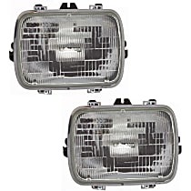 Driver and Passenger Side Headlights, with Bulbs, Halogen, Clear Lens, Sealed Beam Type, with 7 x 6 Inches