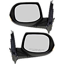 Driver and Passenger Side Mirror, Power Adjust, Heated, Manual Folding, Paintable, In-housing Signal Light, Driver Side - With Memory; Passenger Side - No Memory, No Puddle Light, No Auto-Dimming